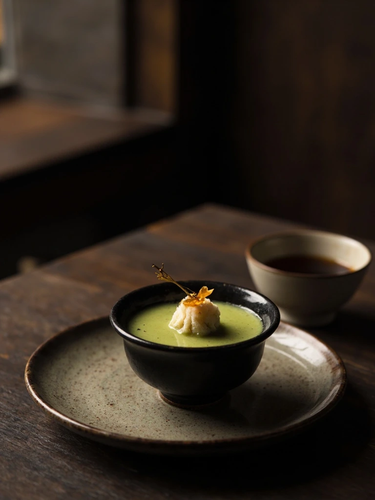 水菓子、抹茶 pudding と丹波栗の甘露煮